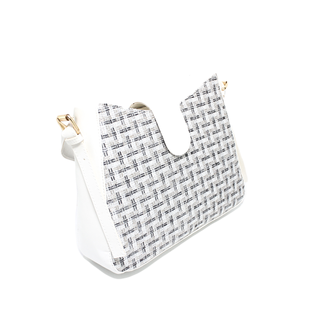 faux leather Stylish Bag with Cross hand - White