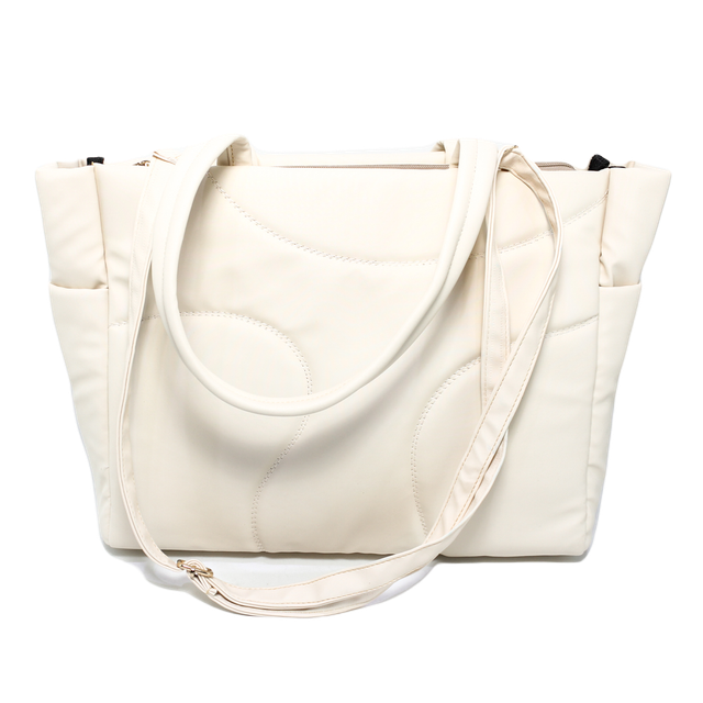 Faux Leather Stylish Shoulder Bag - Beige