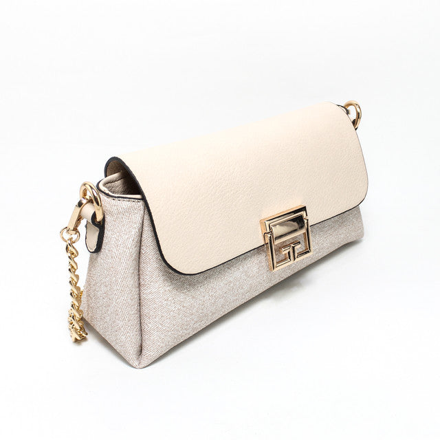Faux Leather Elegant Handbags - Beige