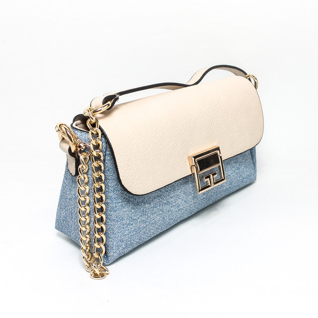 Faux Leather Elegant Handbags - Blue