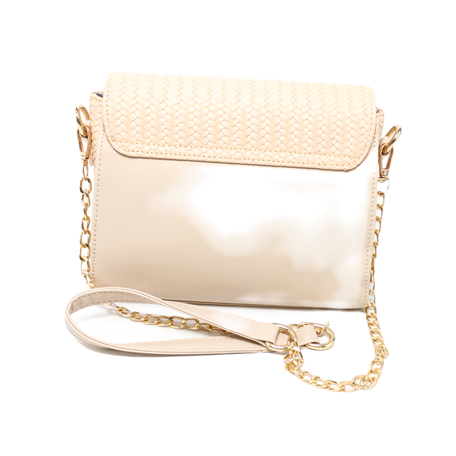 Faux Leather Shoulder Handbag – Beige