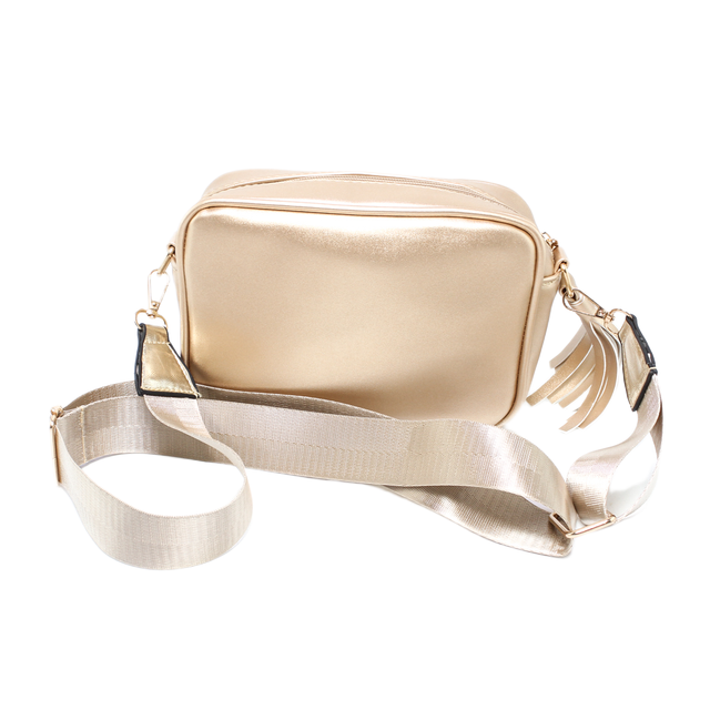 Faux Leather Mini Cross Bag - Gold