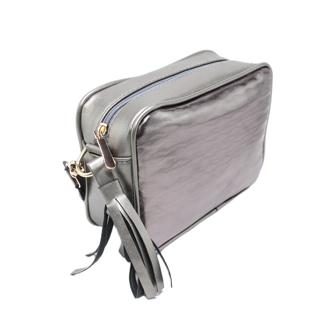 Faux Leather Mini Cross Bag - Grey