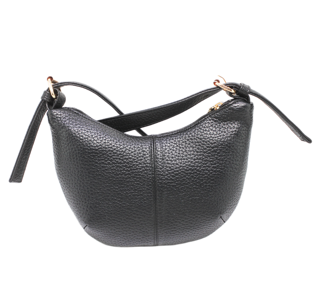 Faux Leather Sleek Shoulder Bag - Black