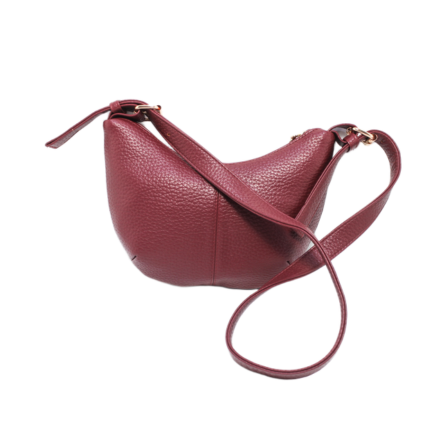 Faux Leather Sleek Shoulder Bag - Burgundy