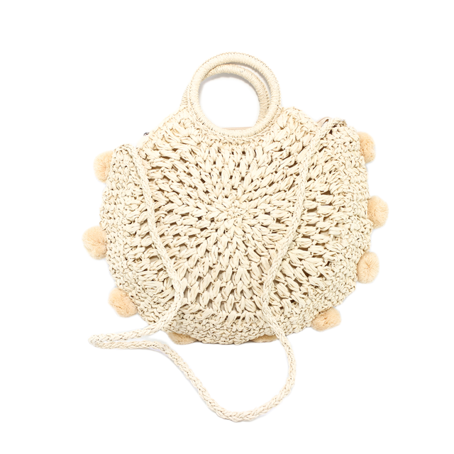 Woven Straw Casual Tote Bag - Beige