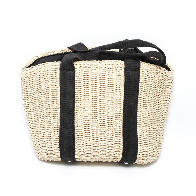 Woven Tote Beach Bag - Beige