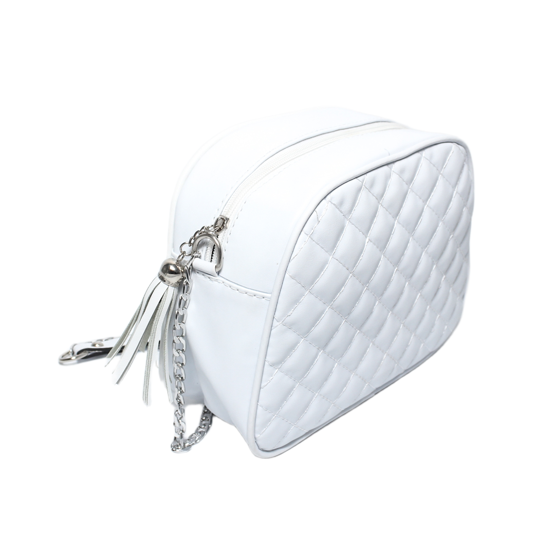 Quilted Faux Leather Bag - White