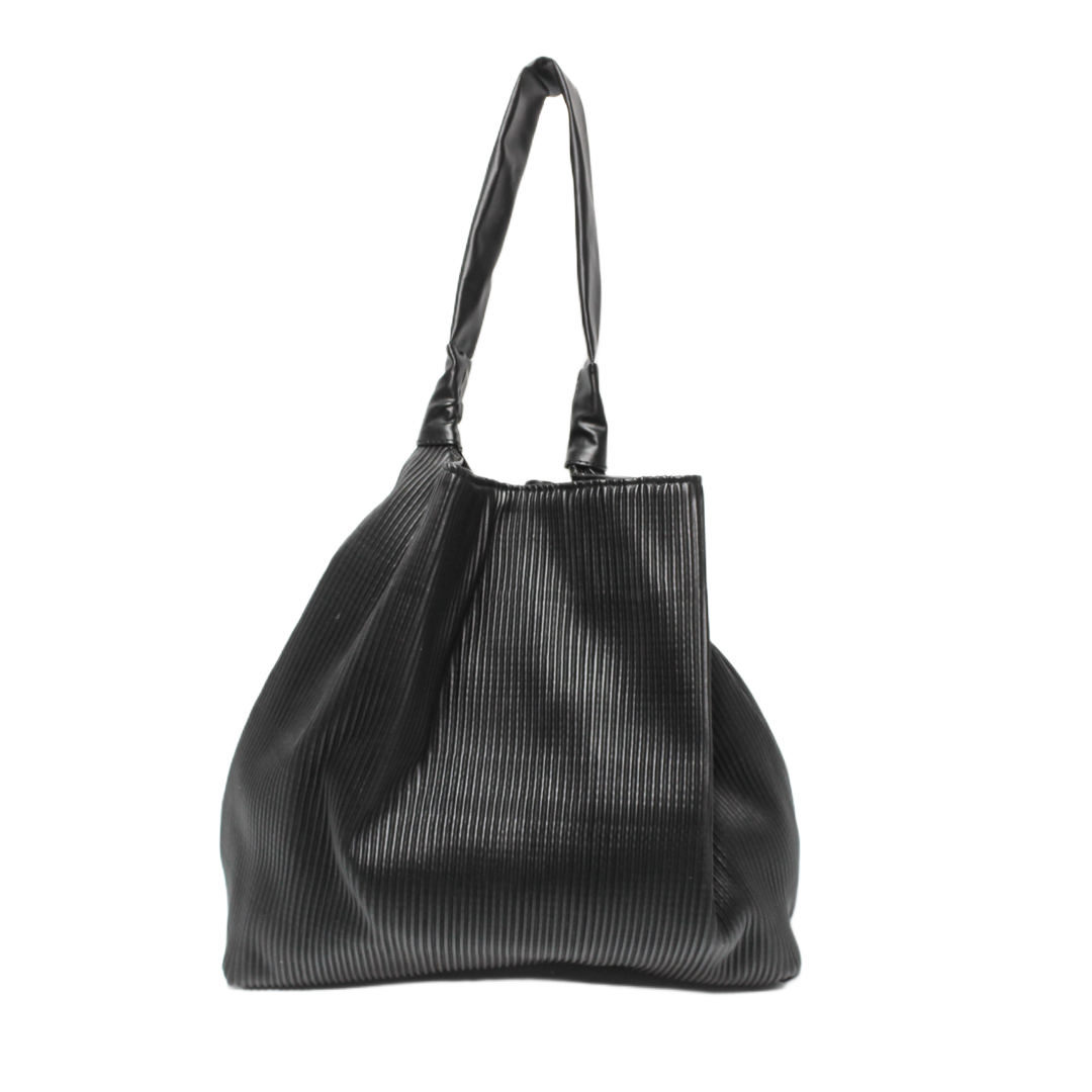 Pleated Shoulder Bag - Black