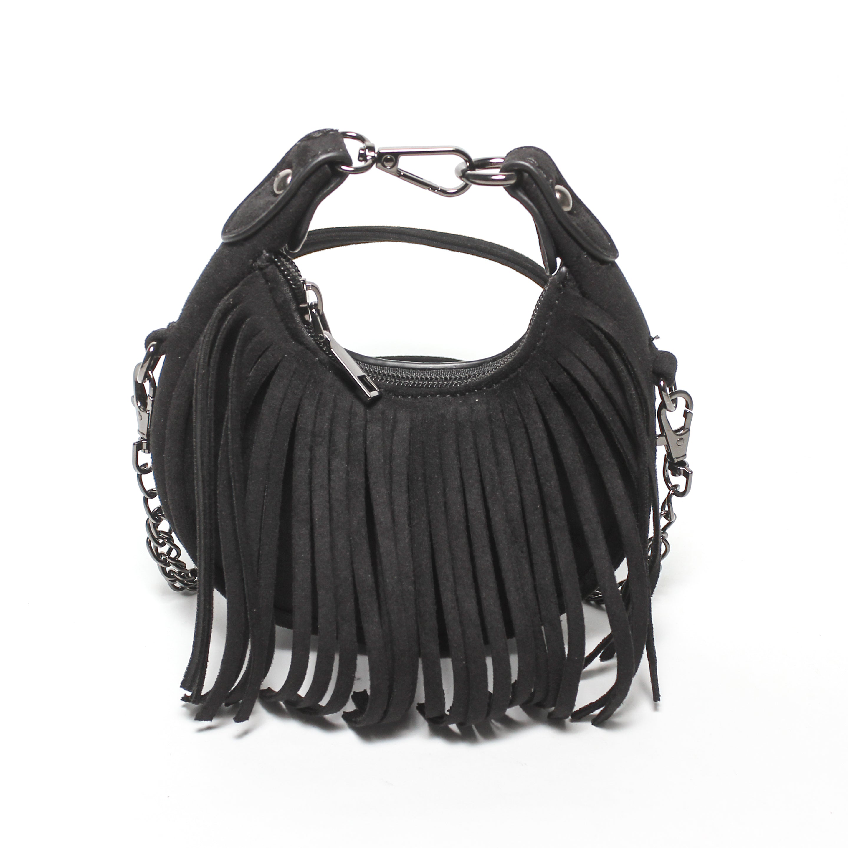 Fringe Hobo Bag - Black