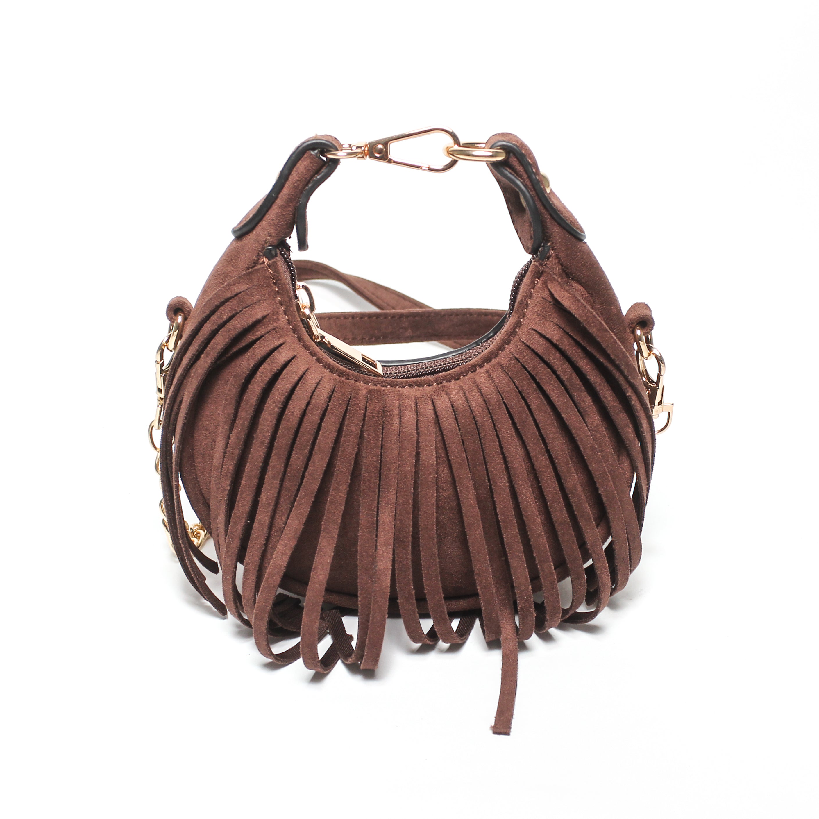 Fringe Hobo Bag - Brown