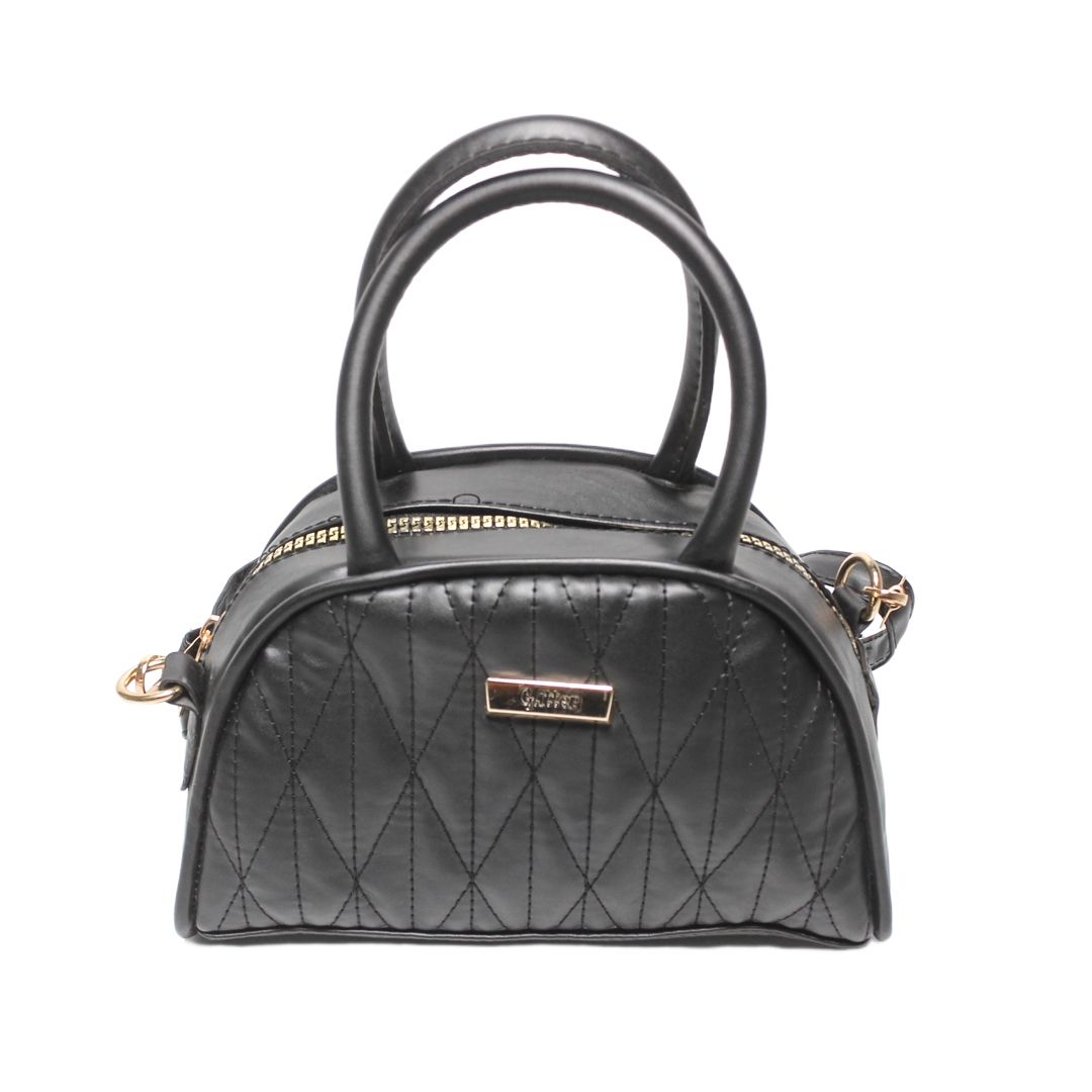 Quilted Top Handle Bag - Black