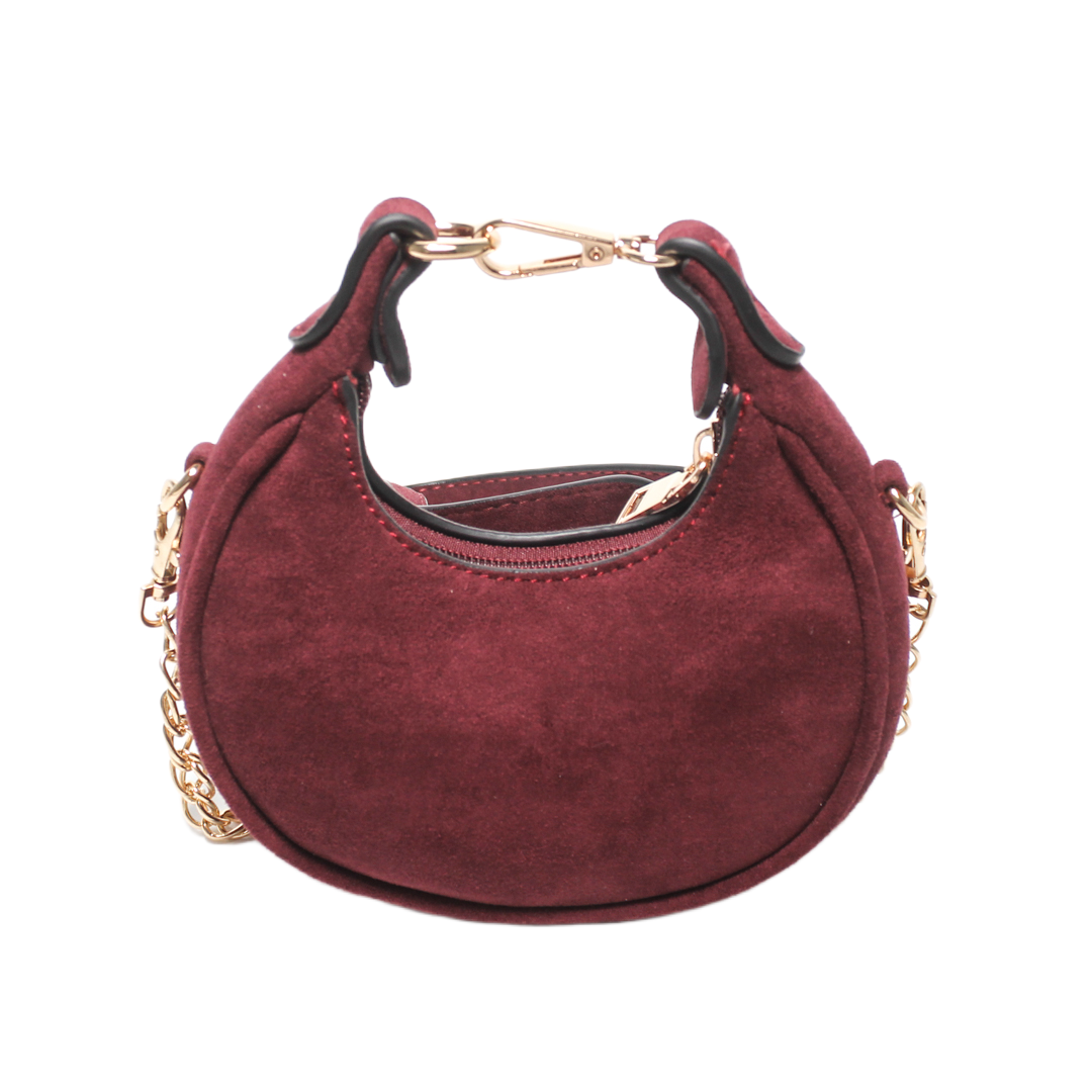 Suede Crescent Hobo Bag - White