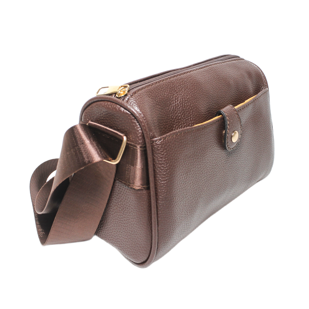 Adjustable Strap Cross Bag - Brown