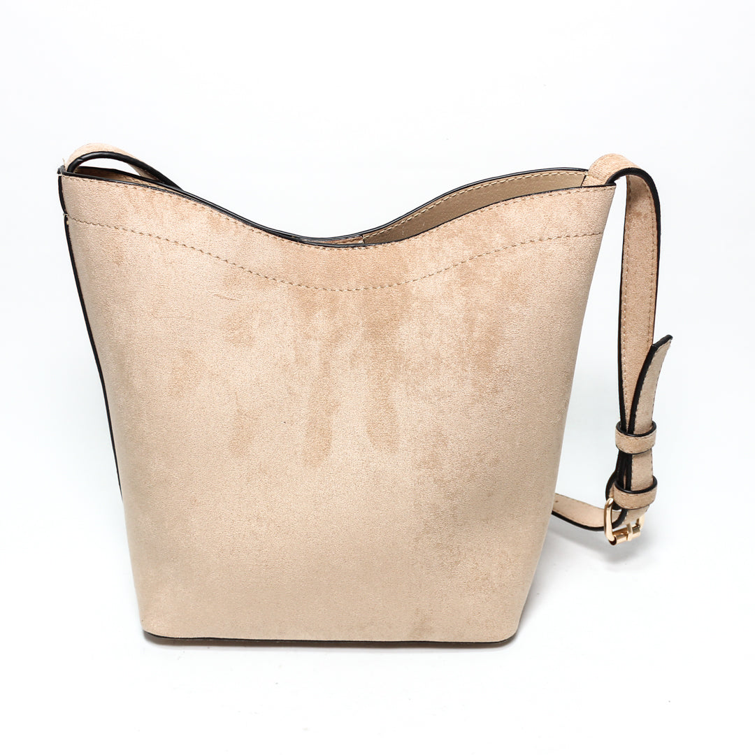 Suede Tote Bag Set - Beige