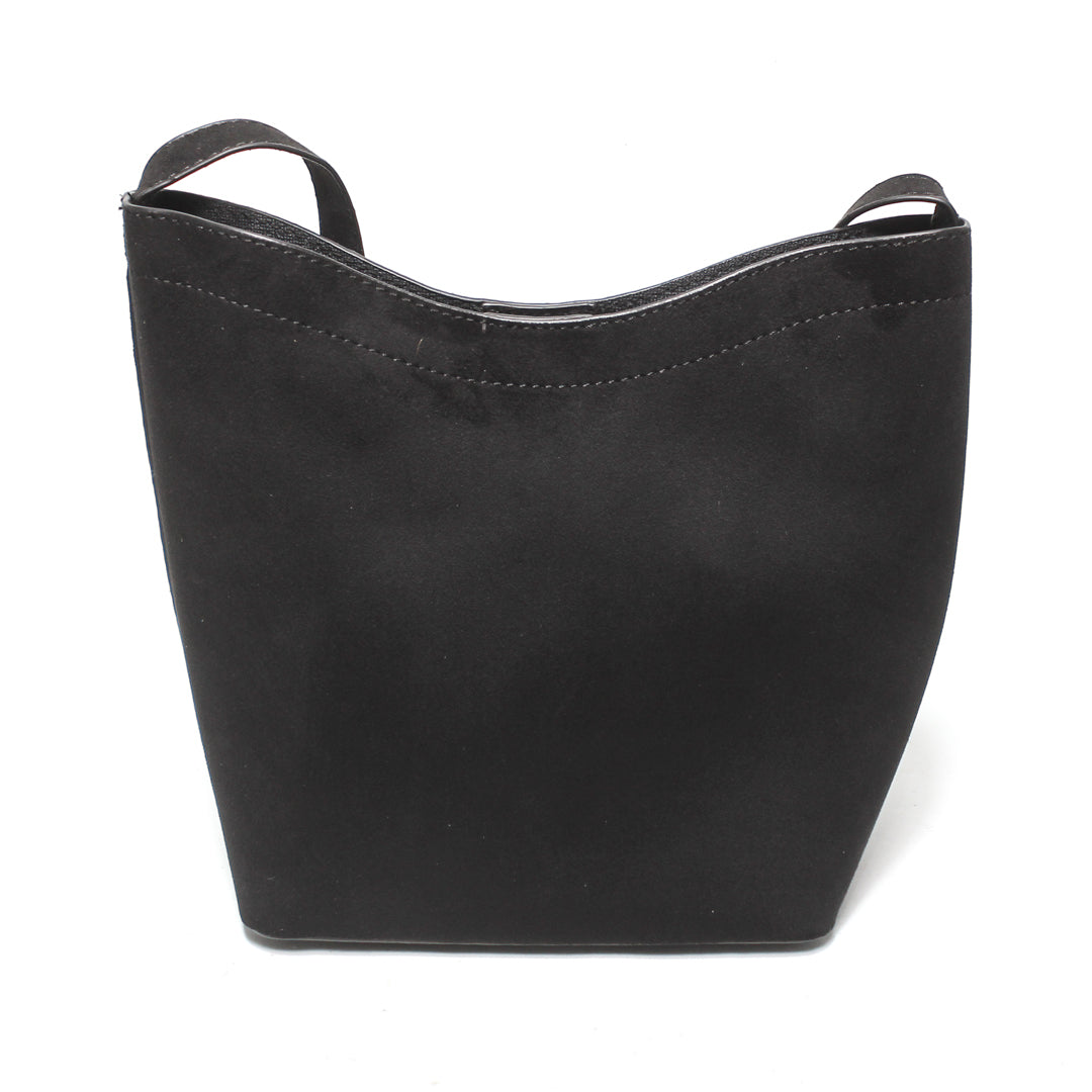 Suede Tote Bag Set - Black