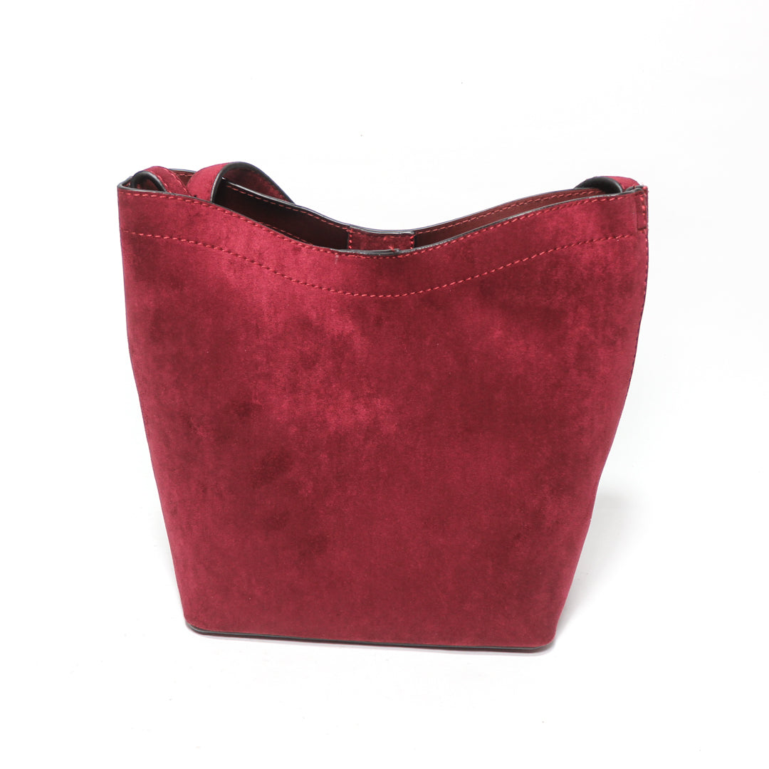 Suede Tote Bag Set - Burgundy