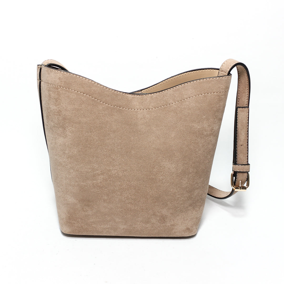 Suede Tote Bag Set - Taupe