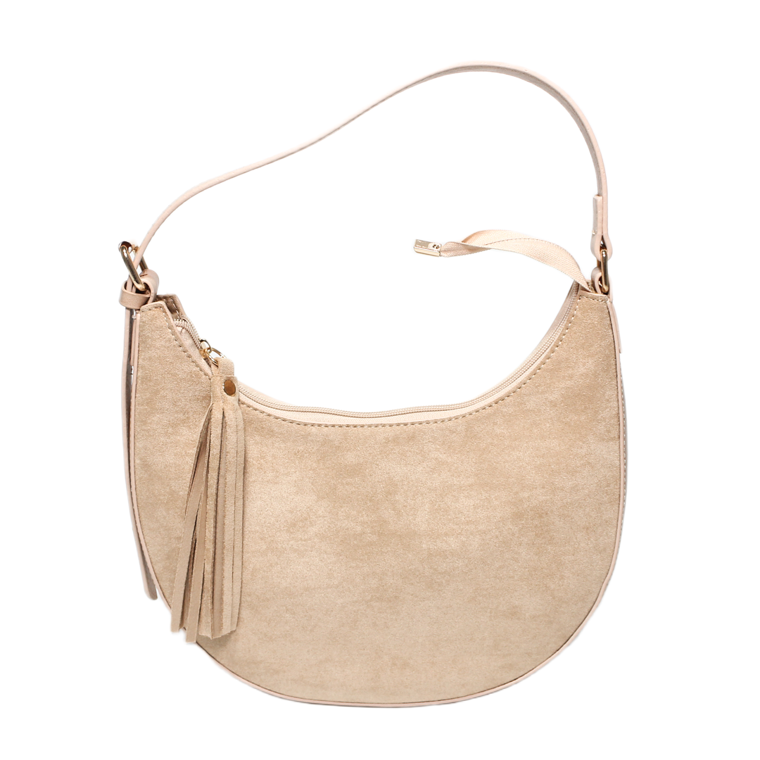 Tassel Hobo Bag - Beige
