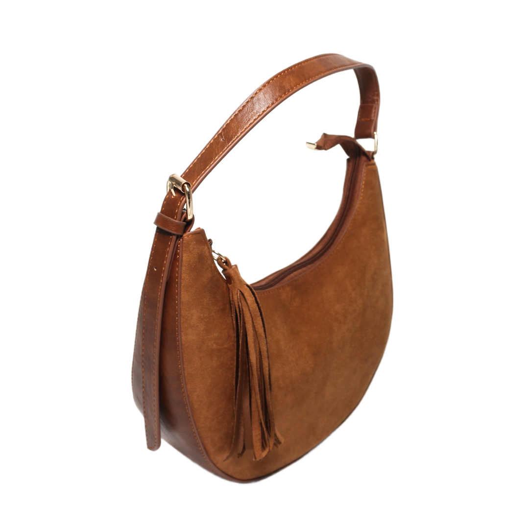 Tassel Hobo Bag - Camel