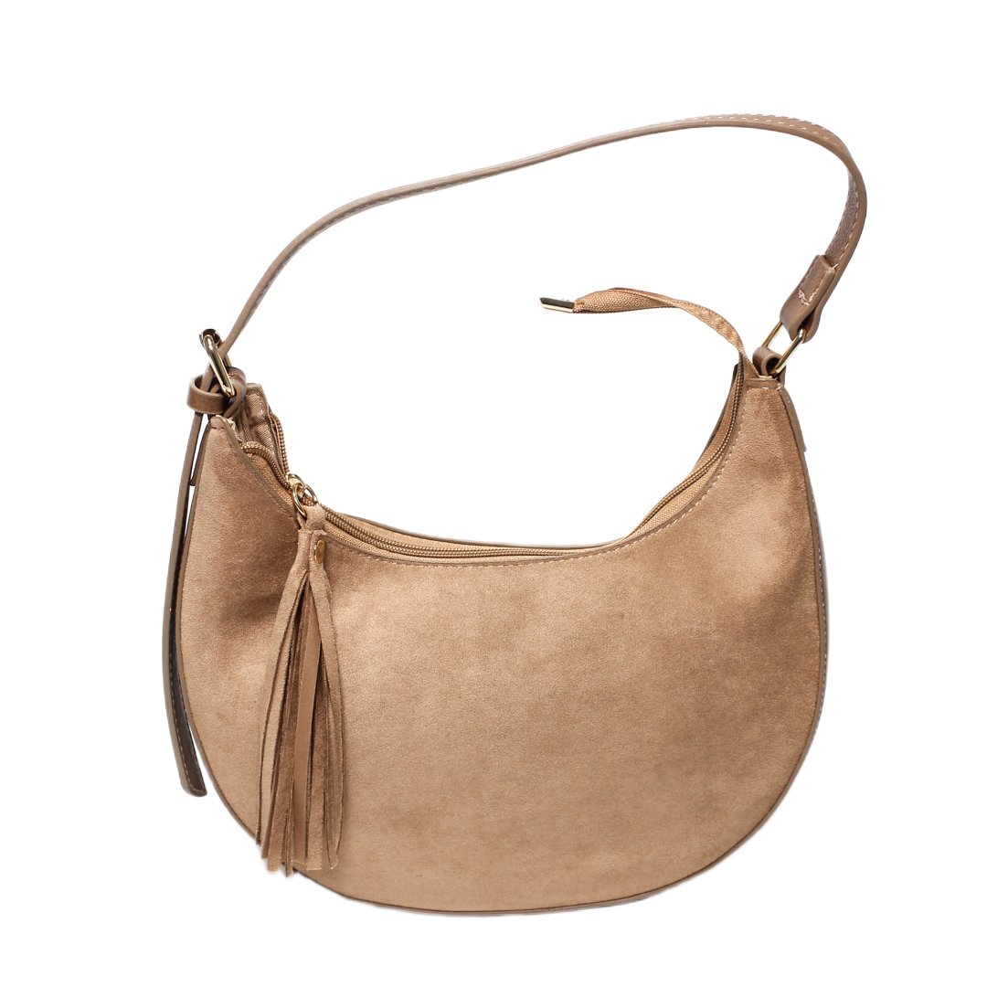 Tassel Hobo Bag - Light Brown