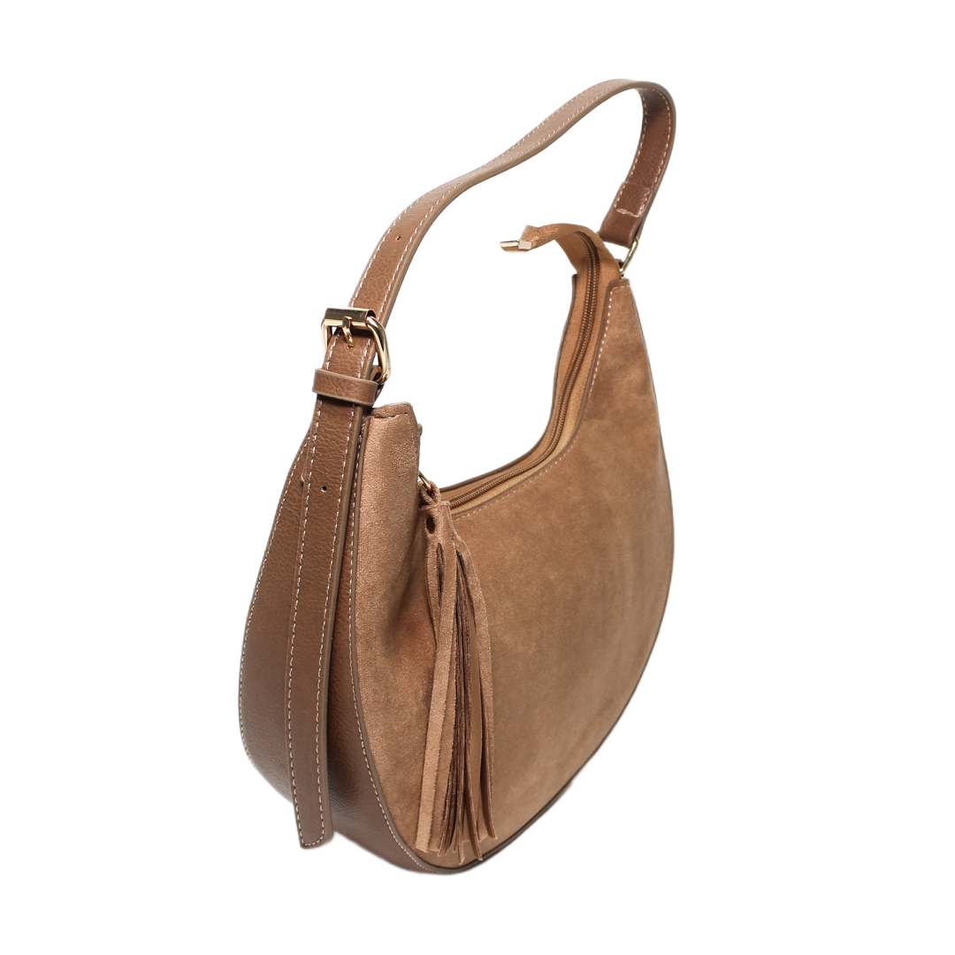 Tassel Hobo Bag - Light Brown