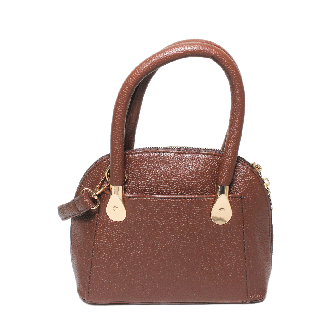 Structured Top Handle Bag - Brown