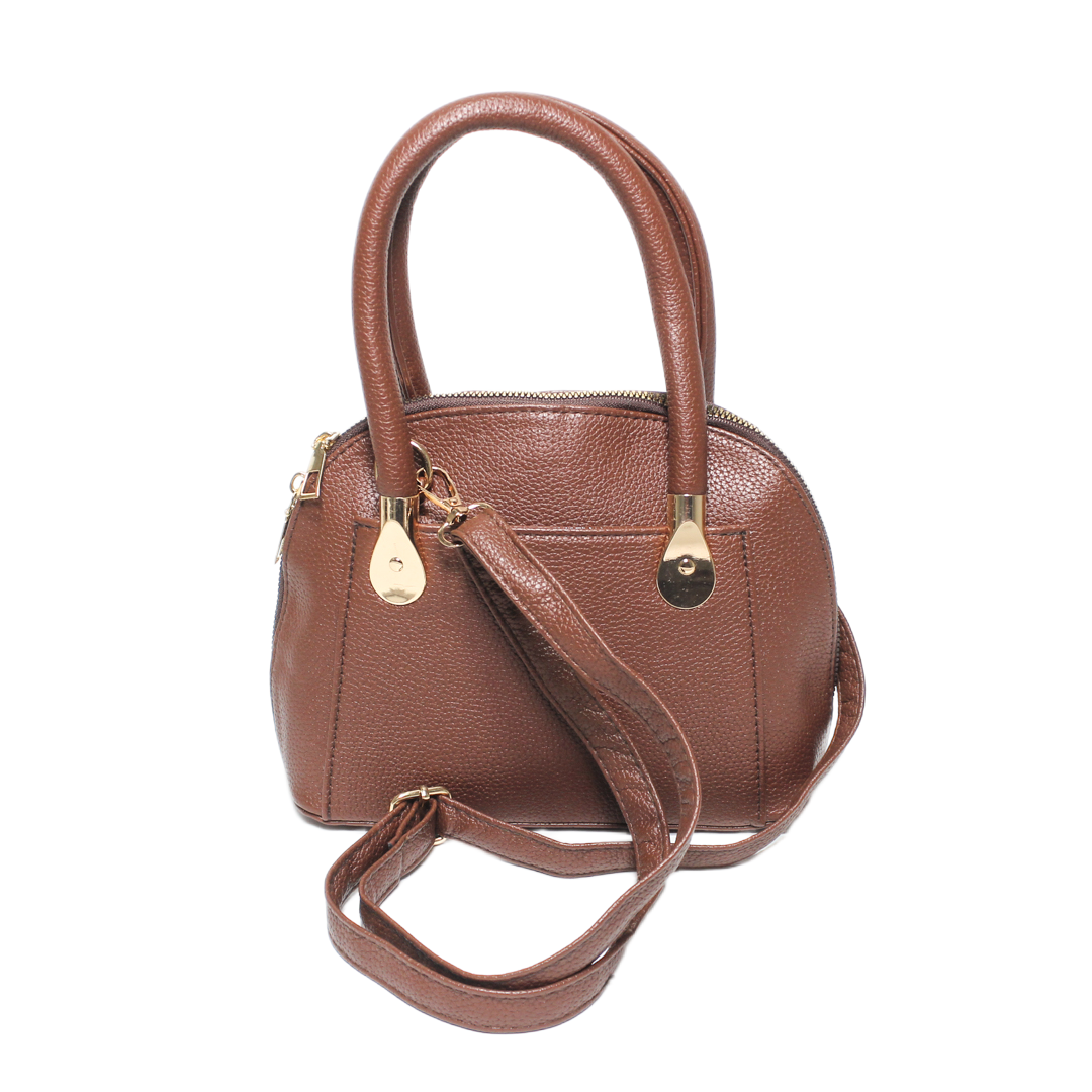 Structured Top Handle Bag - Brown
