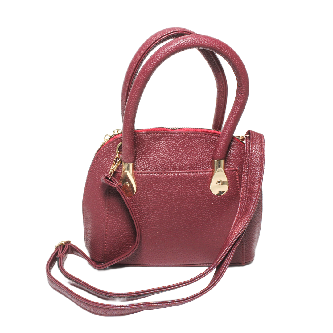 Structured Top Handle Bag - Burgundy