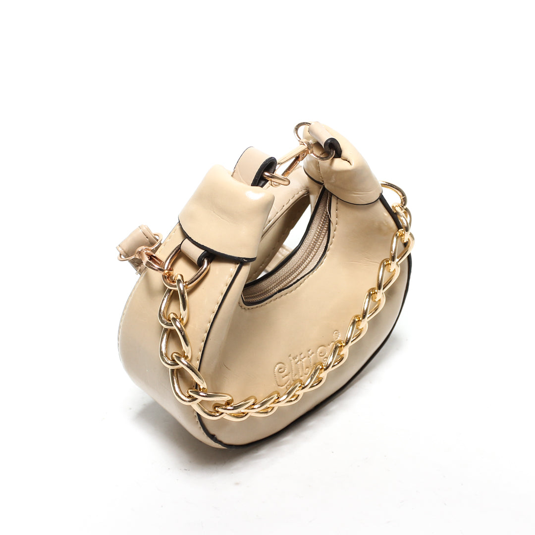 Chain Accent Hobo Bag - Light Brown