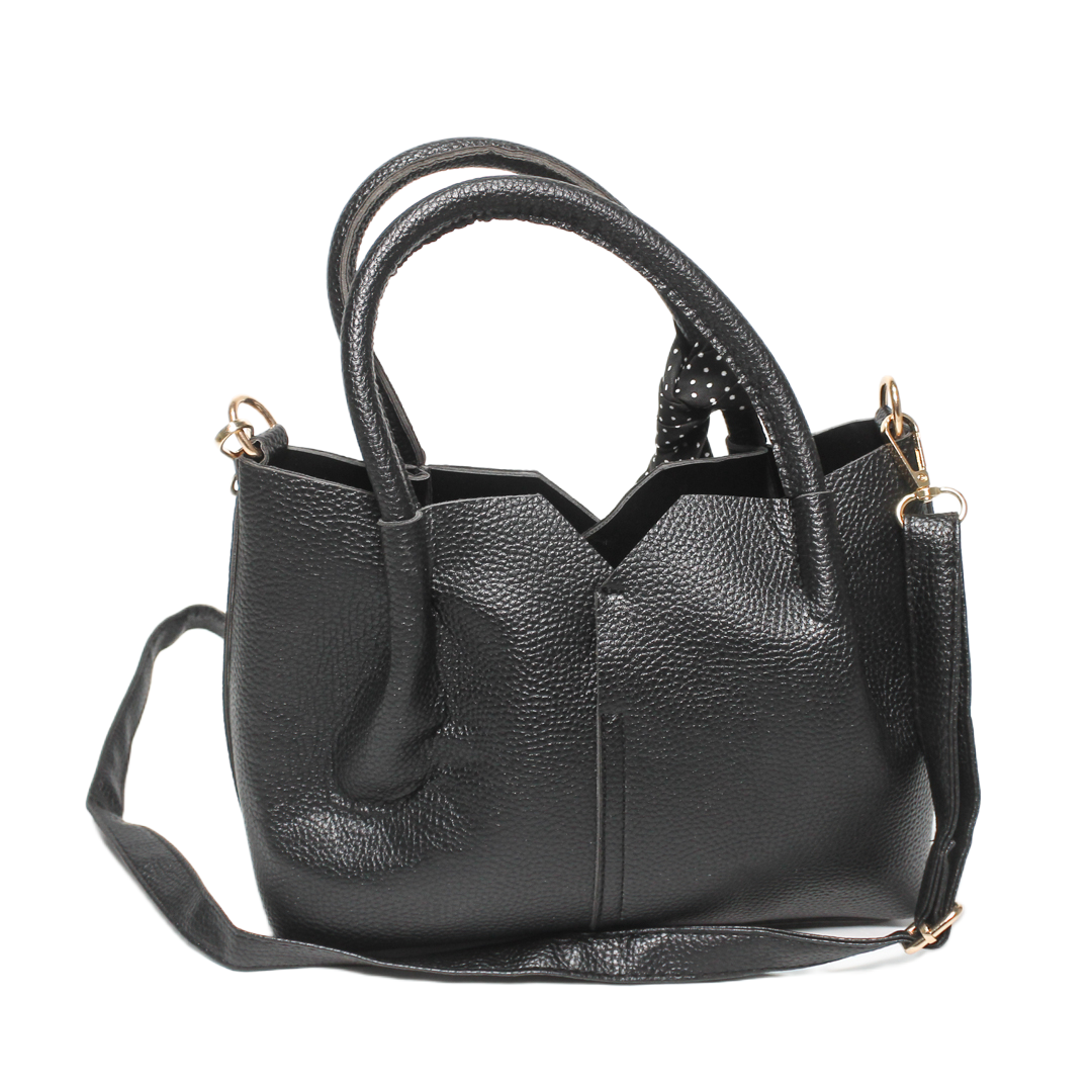 Floral Scarf Satchel Bag - Black