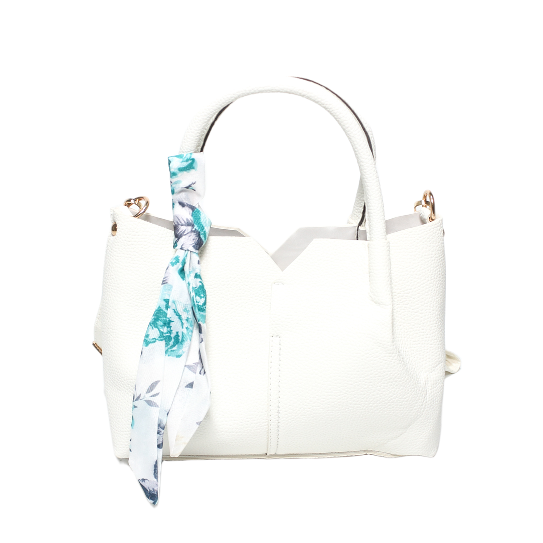 Floral Scarf Satchel Bag - White
