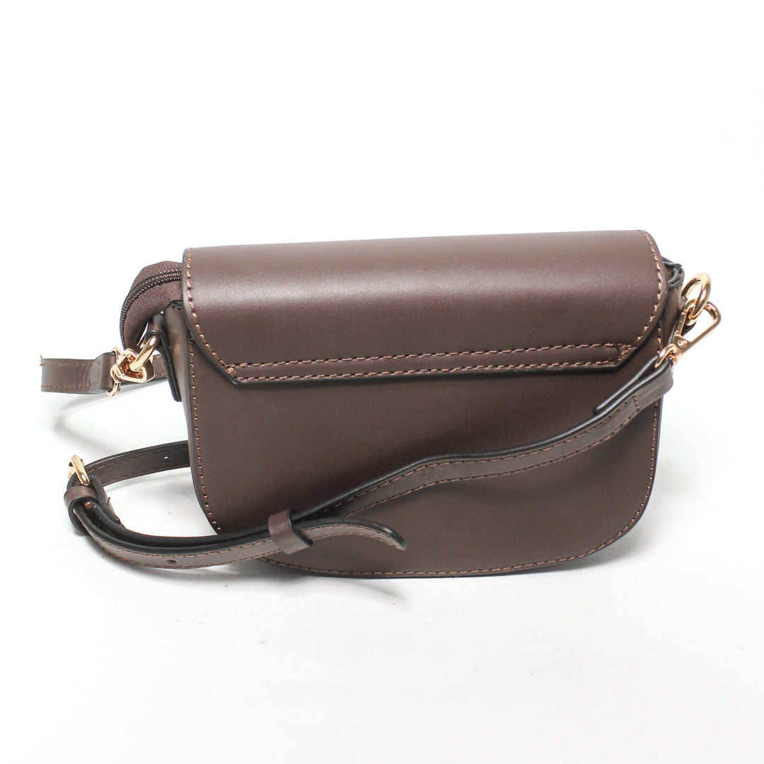 Minimalist Flap Cross Bag - Brown