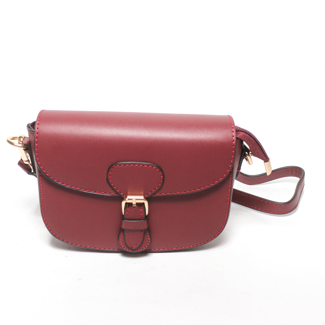 Minimalist Flap Cross Bag - Burgundy