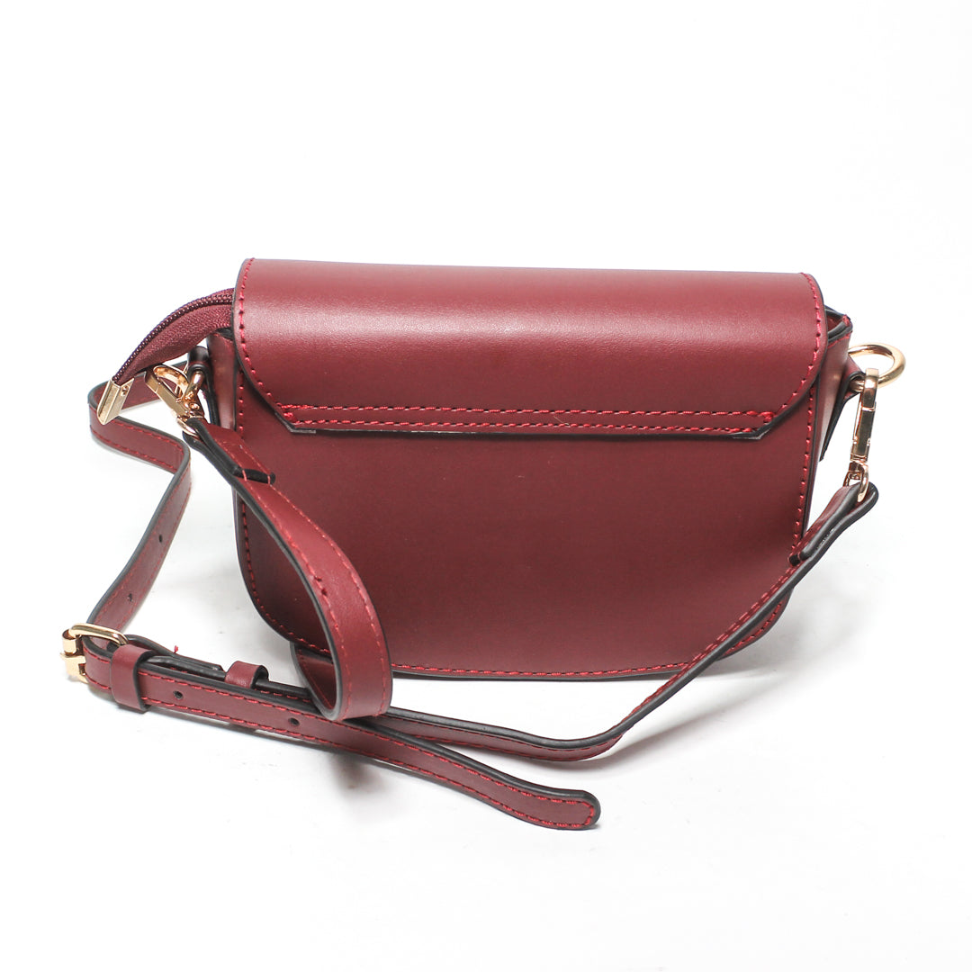 Minimalist Flap Cross Bag - Burgundy