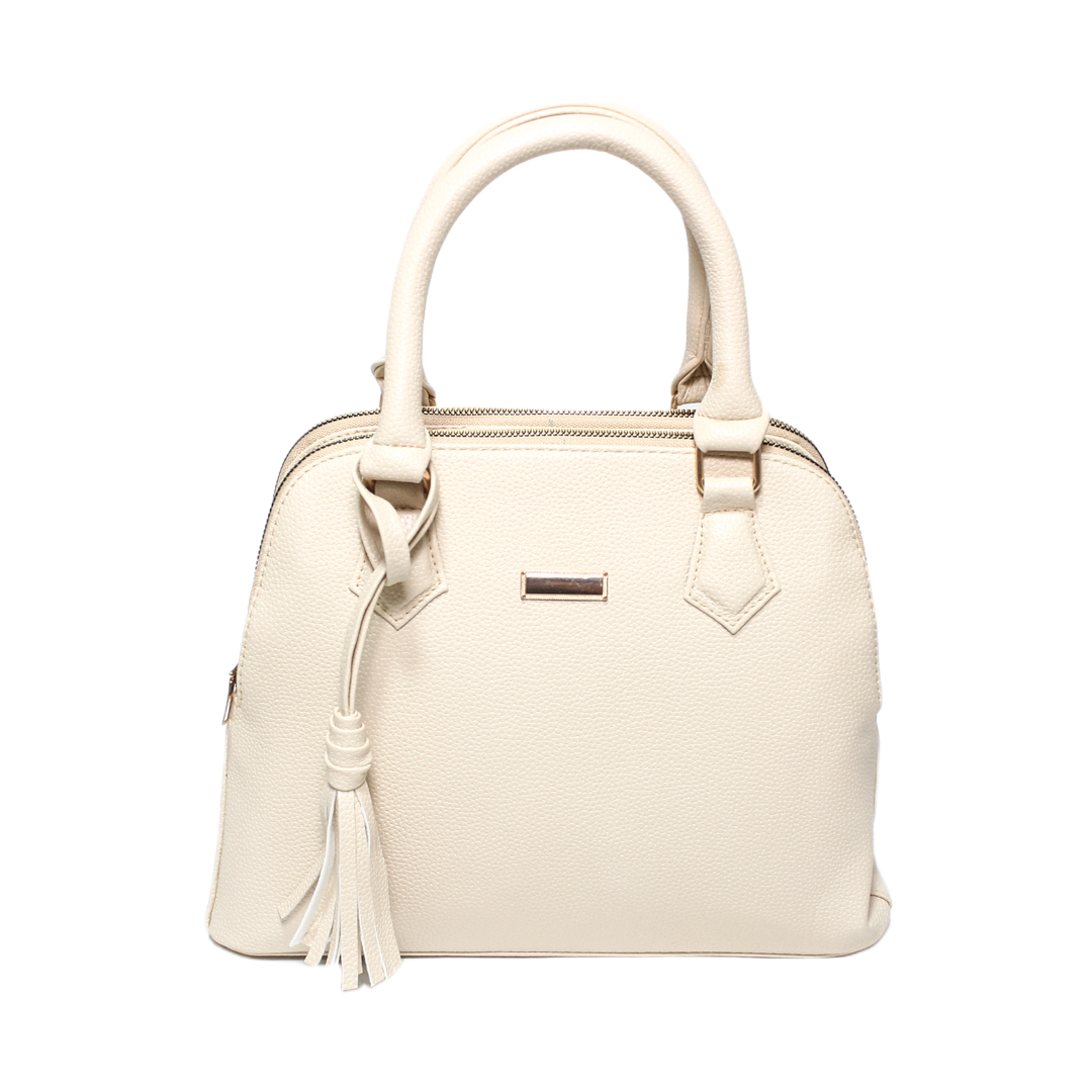 Tassel Satchel Bag - Beige