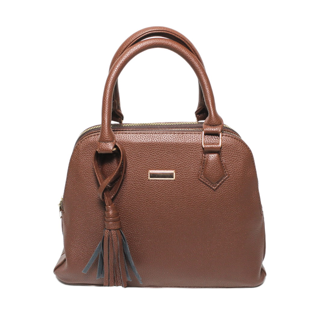 Tassel Satchel Bag - Brown