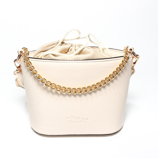 Chain Detail Bucket Bag - Beige
