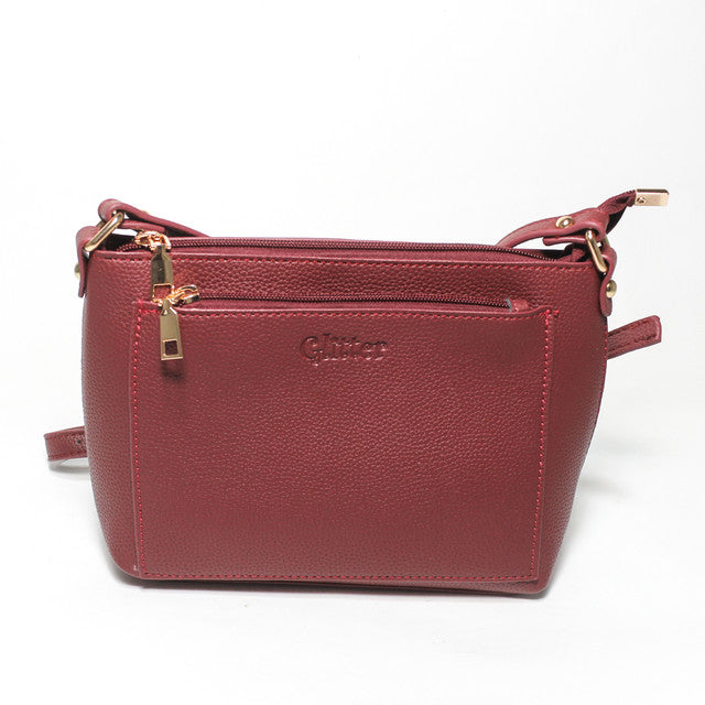 Zip Pocket Cross Bag - Burgundy