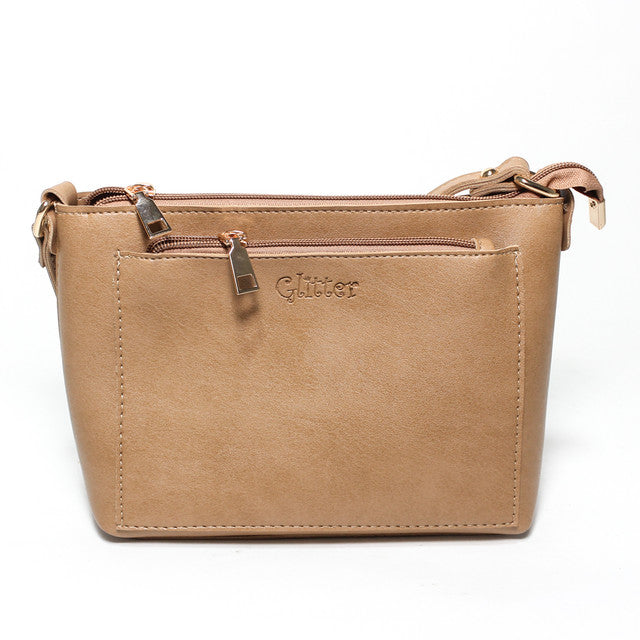 Zip Pocket Cross Bag - Light Brown