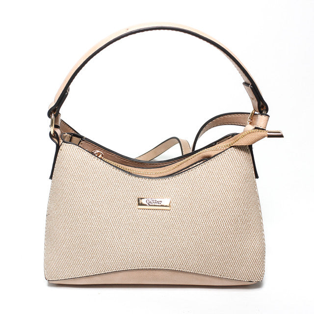 Woven Texture Shoulder Bag - Beige & Light Brown