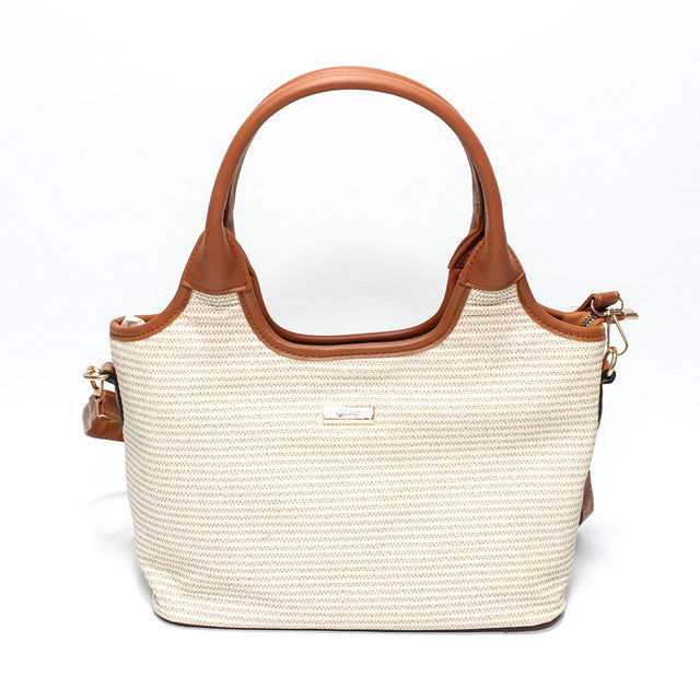 Textured Crossbody Hand Bag - Beige
