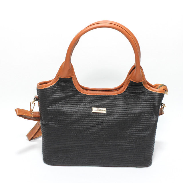 Textured Crossbody Hand Bag - Black