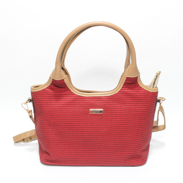 Textured Crossbody Hand Bag - Burgundy