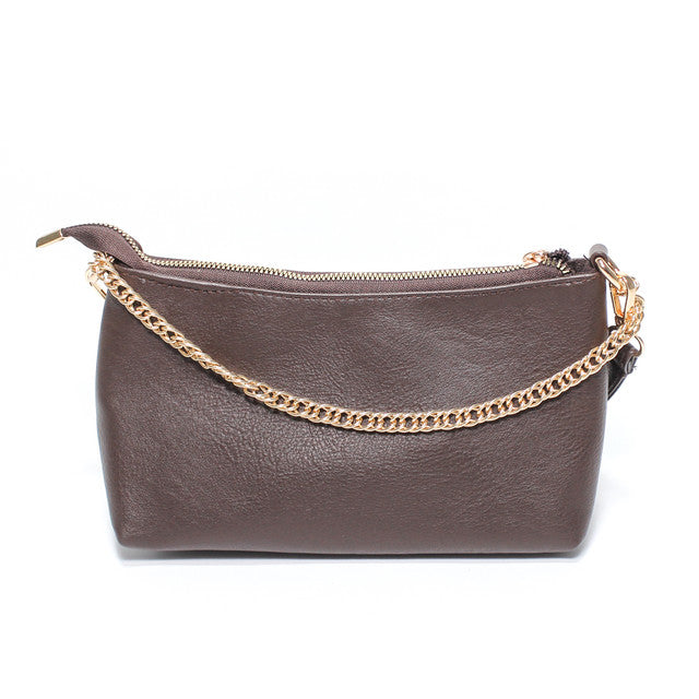 Chain Detail Crossbody Bag - Brown