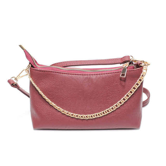 Chain Detail Crossbody Bag - Burgundy