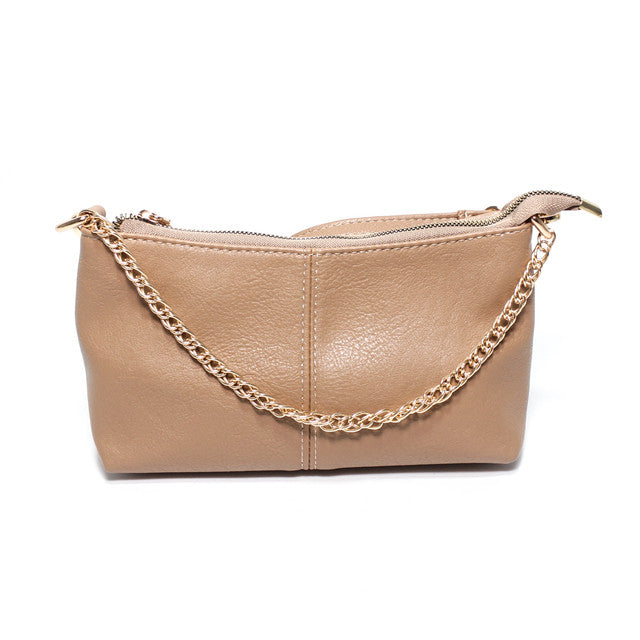 Chain Detail Crossbody Bag - Light Brown