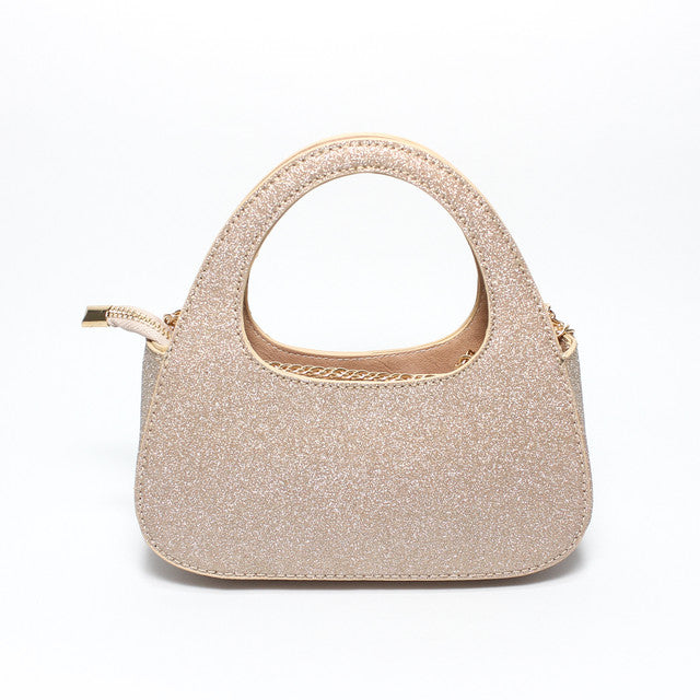 Sparkle Top Handle Hand Bag - Gold