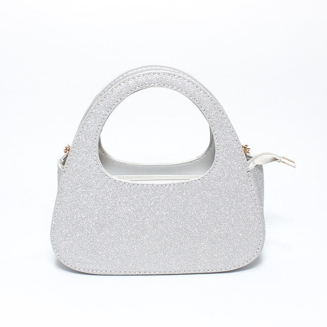 Sparkle Top Handle Hand Bag - Silver