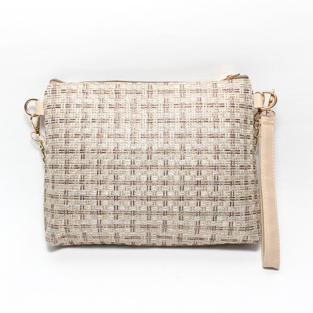 Woven Canvas Crossbody Bag - Beige